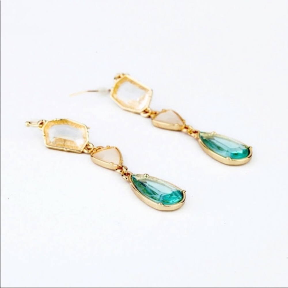 Crystal green and gold earrings